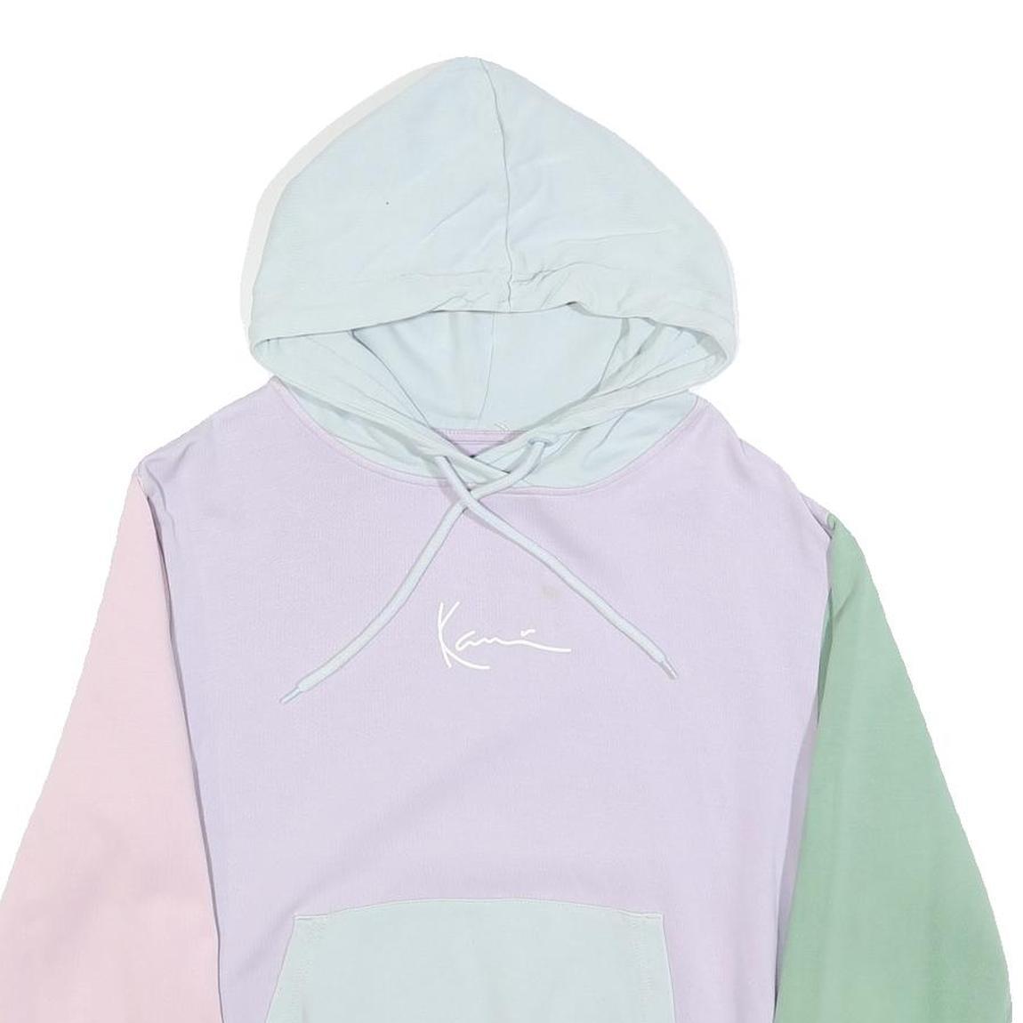 KARL KANI Womens Pastel Blue & Lilac Colourblock Hoodie XS Cotton Blend Casual
