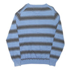 TOMMY HILFIGER Mens Blue & Grey Patterned V Neck Basic Knit Jumper L Cotton