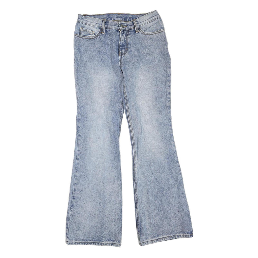 Womens Light Blue Regular Fit Flared Denim Cotton Blend Jeans W28 L32
