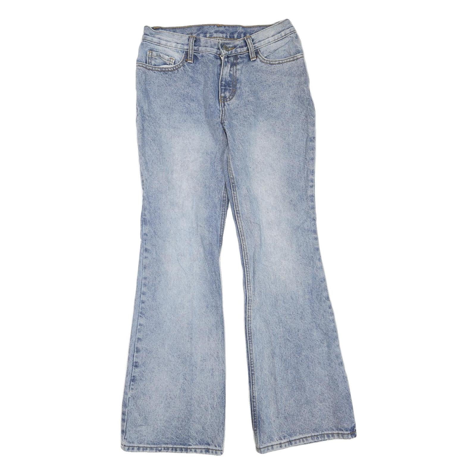 Womens Light Blue Regular Fit Flared Denim Cotton Blend Jeans W28 L32