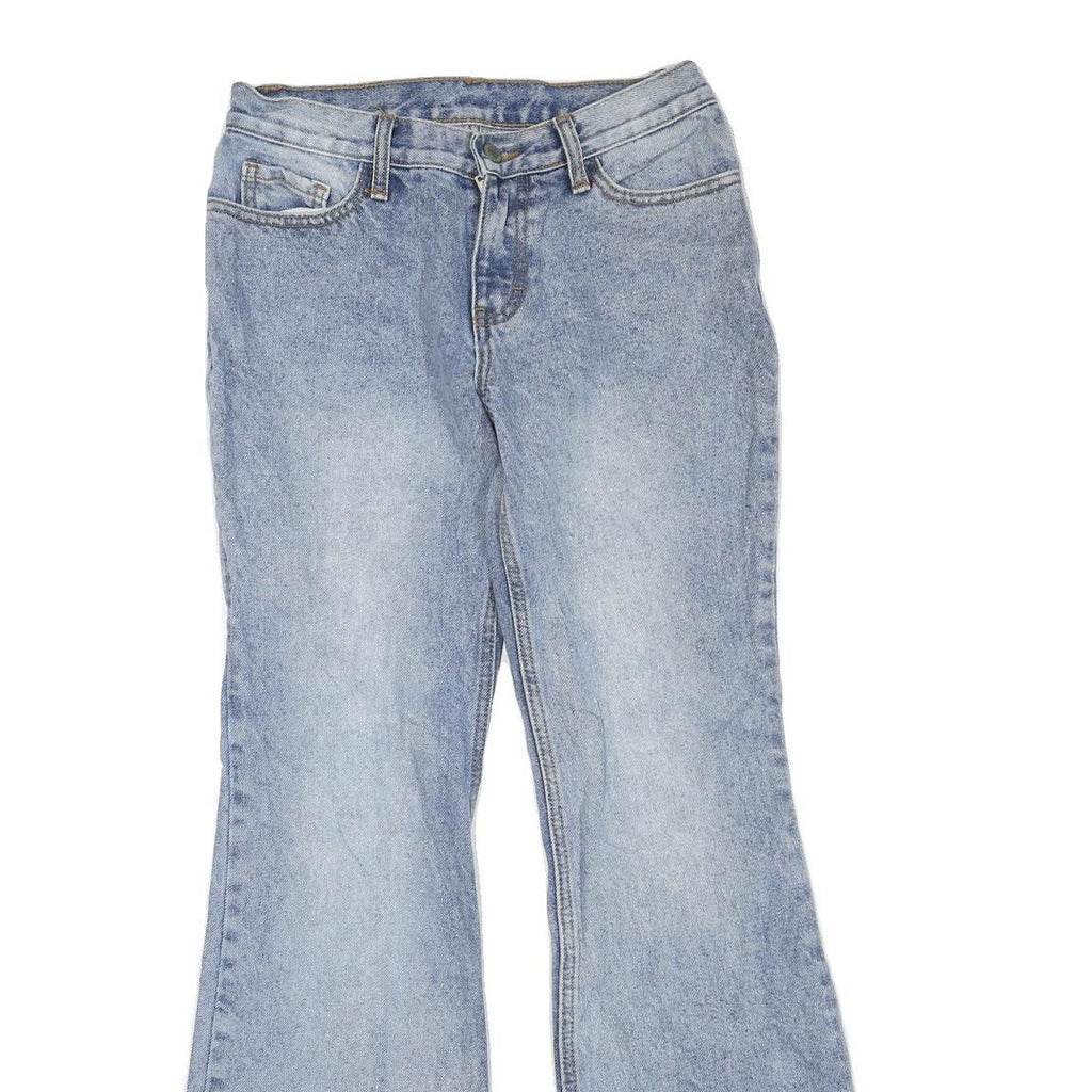Womens Light Blue Regular Fit Flared Denim Cotton Blend Jeans W28 L32