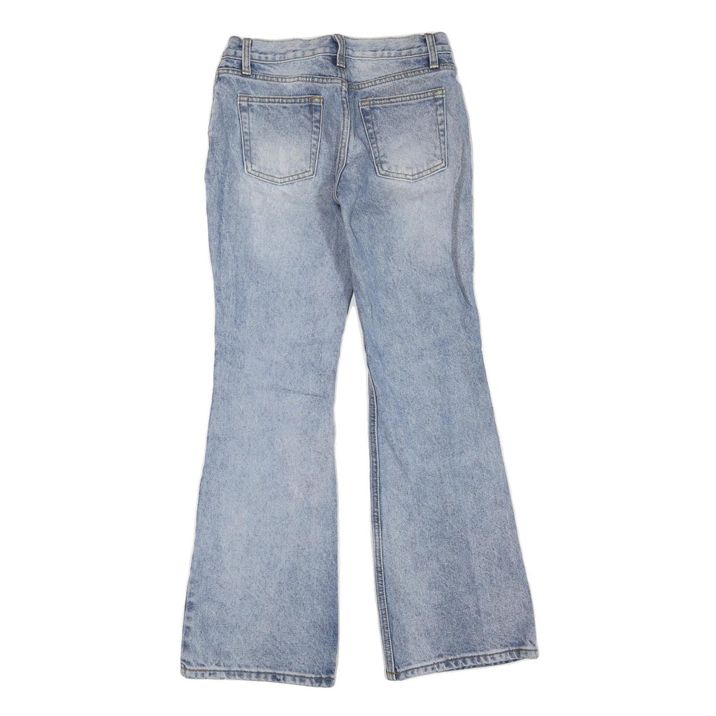 Womens Light Blue Regular Fit Flared Denim Cotton Blend Jeans W28 L32