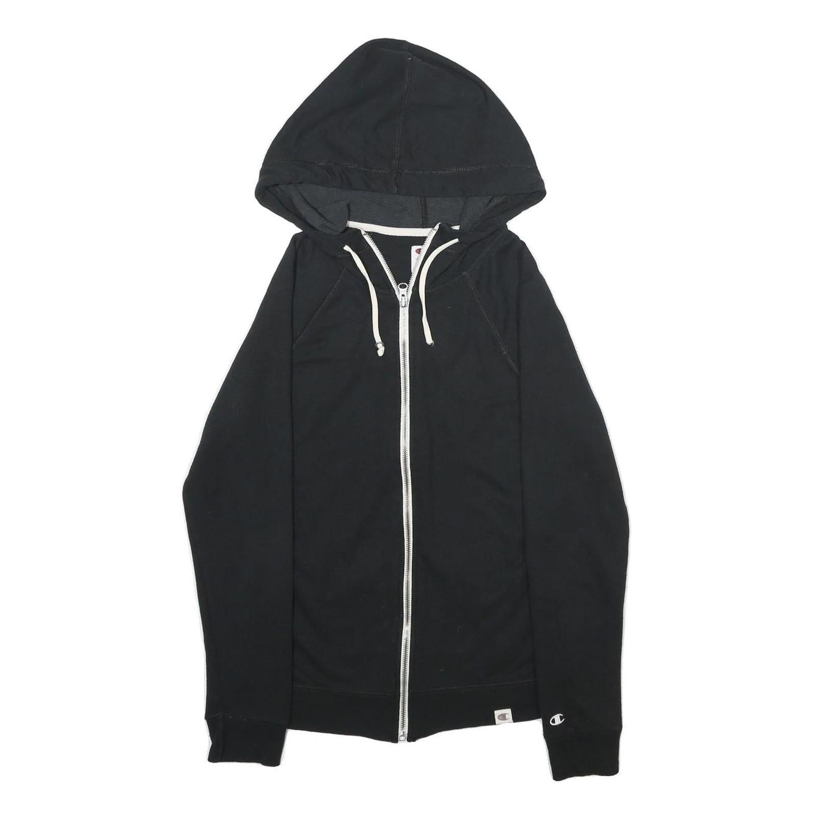 CHAMPION Womens Black Zip Up Hoodie M Casual Sportswear Sweatshirt