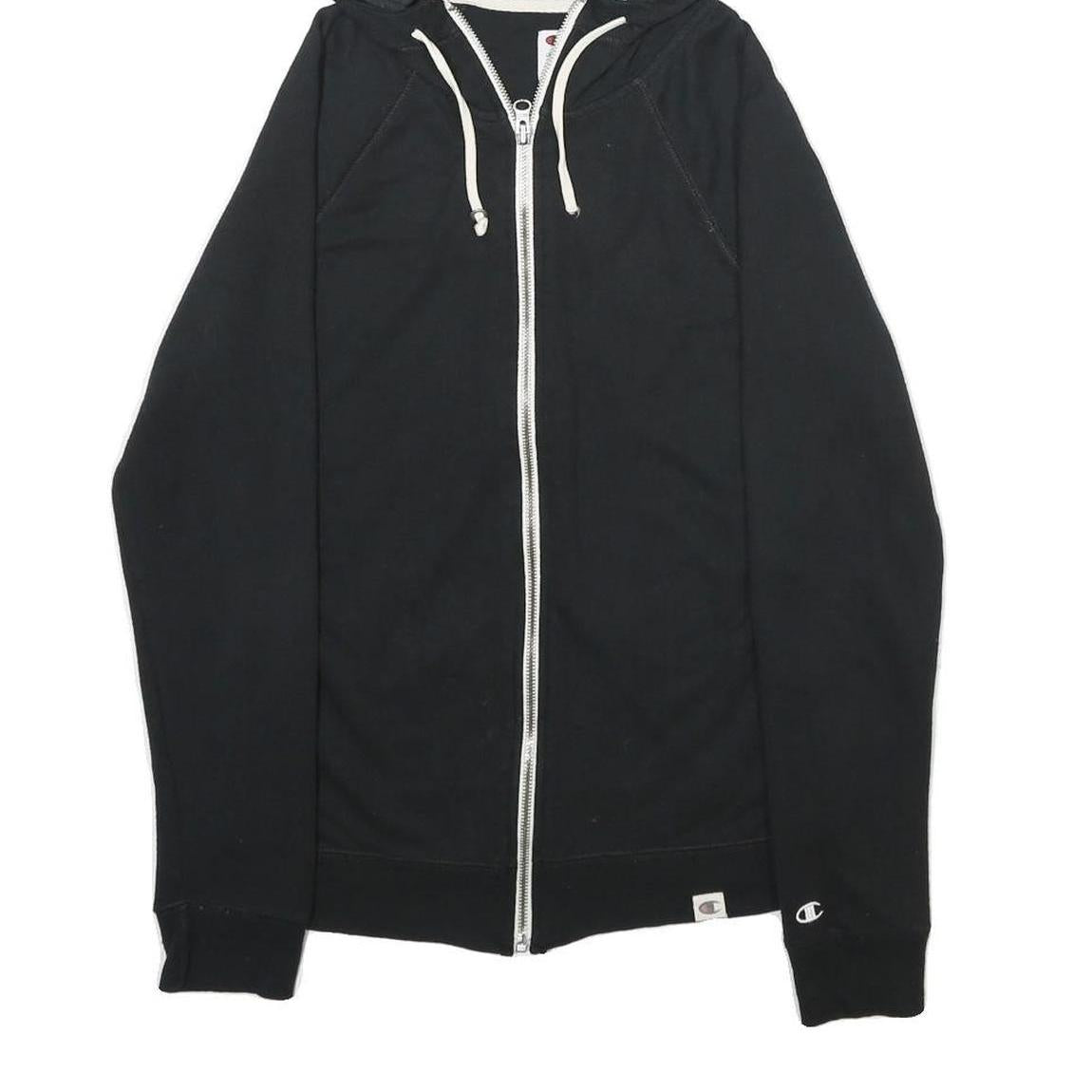 CHAMPION Womens Black Zip Up Hoodie M Casual Sportswear Sweatshirt