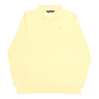 KAPPA Mens Yellow Long Sleeve Plain Polo Shirt L Cotton Casual Classic Fit