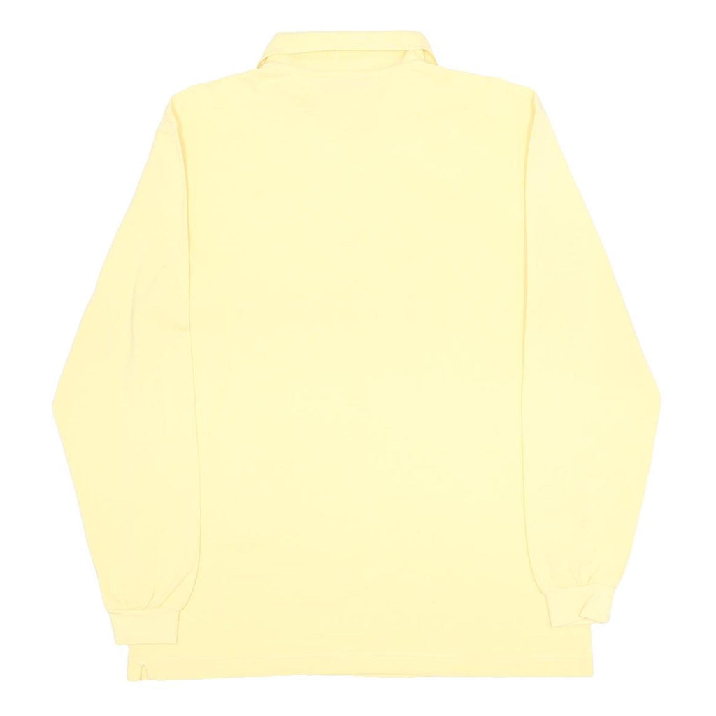 KAPPA Mens Yellow Long Sleeve Plain Polo Shirt L Cotton Casual Classic Fit