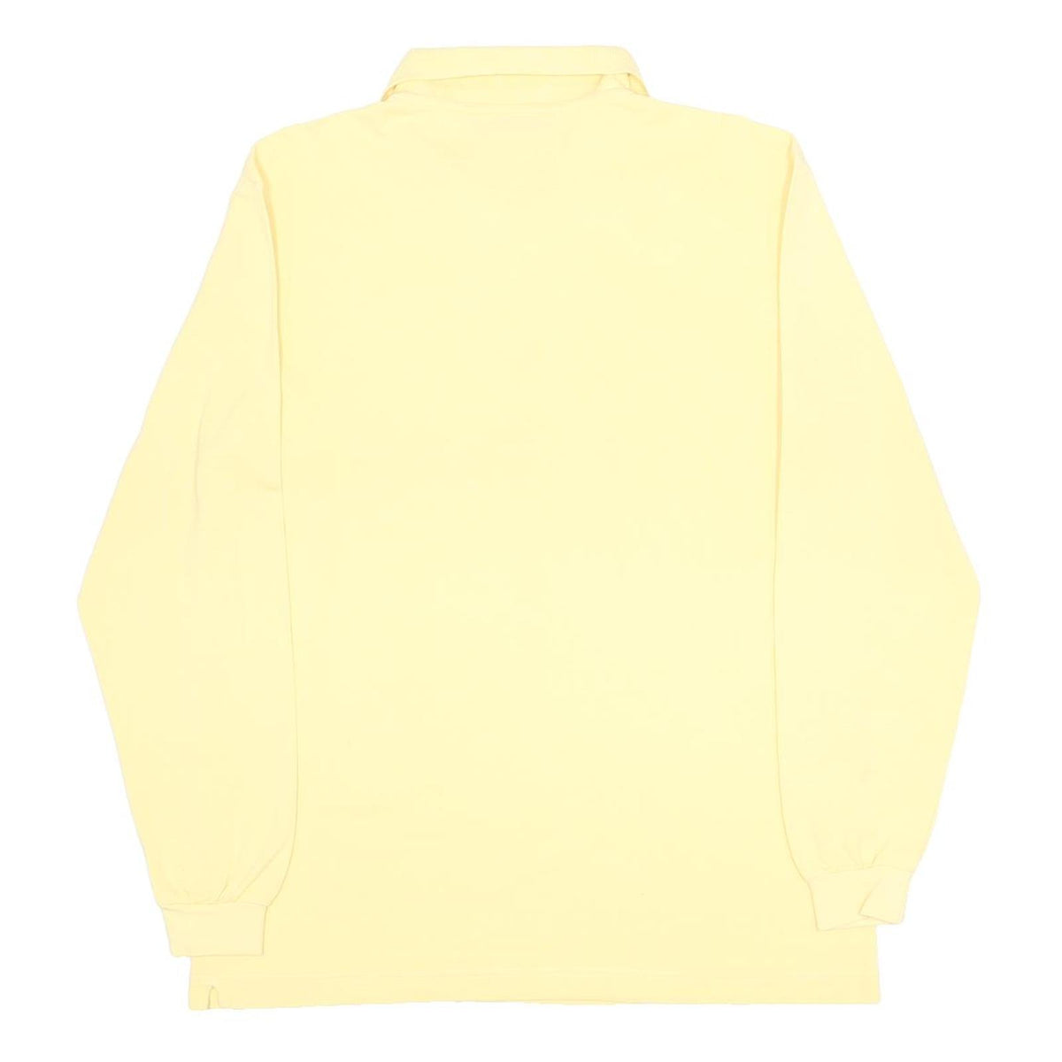 KAPPA Mens Yellow Long Sleeve Plain Polo Shirt L Cotton Casual Classic Fit