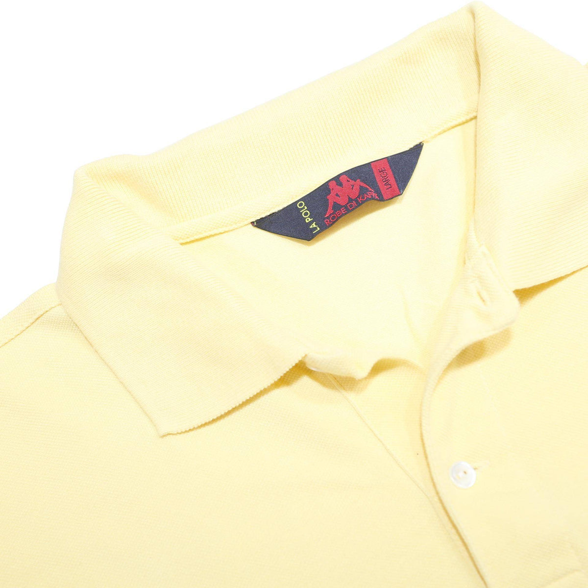 KAPPA Mens Yellow Long Sleeve Plain Polo Shirt L Cotton Casual Classic Fit