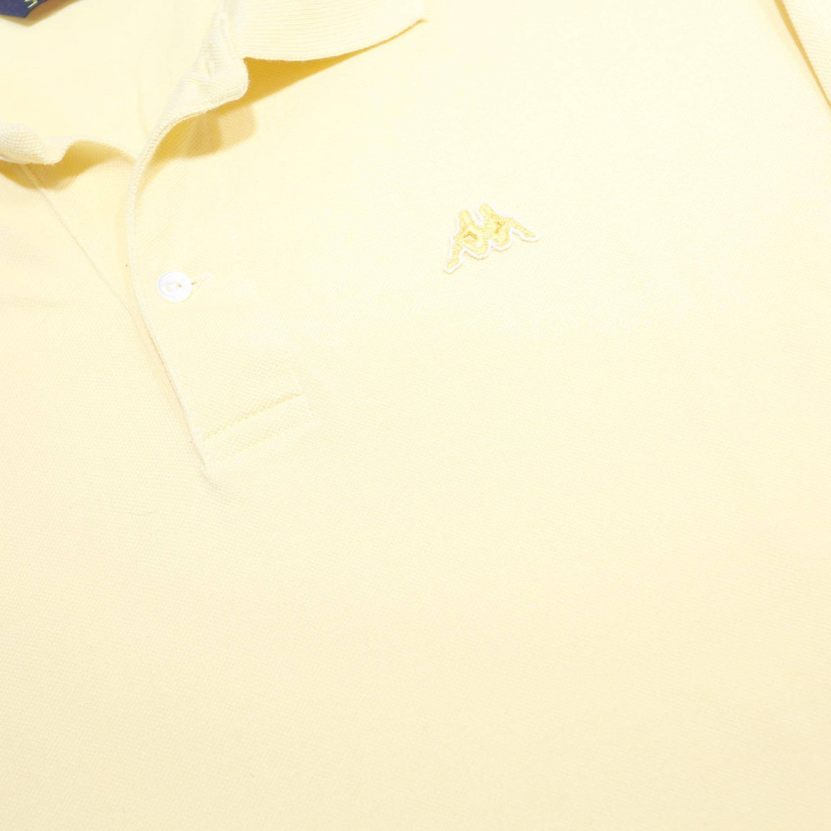 KAPPA Mens Yellow Long Sleeve Plain Polo Shirt L Cotton Casual Classic Fit