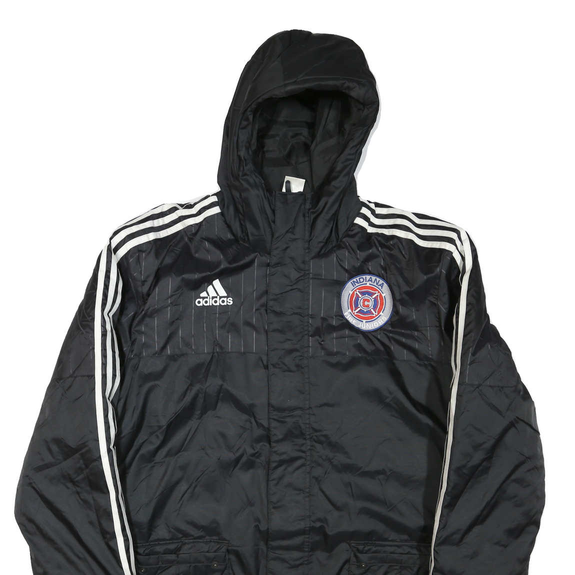ADIDAS Mens Black & White Indiana Fire Juniors Hooded Track Jacket L Polyester