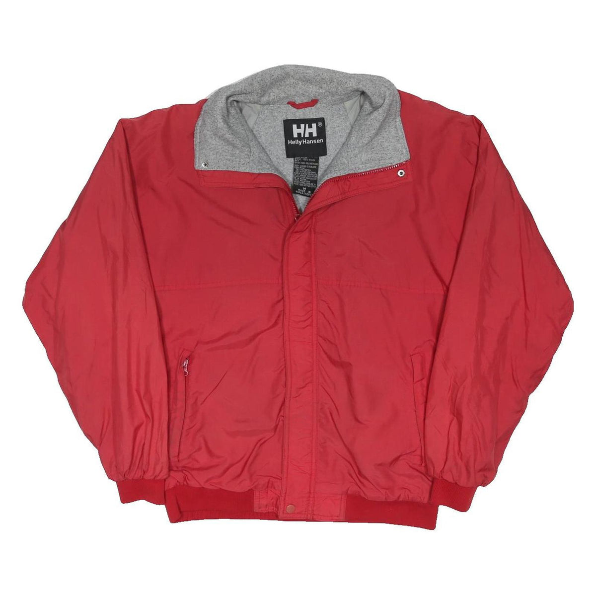 HELLY HANSEN Mens Red Athletic Jacket M Polyester Blend Zip Up Plain Casual