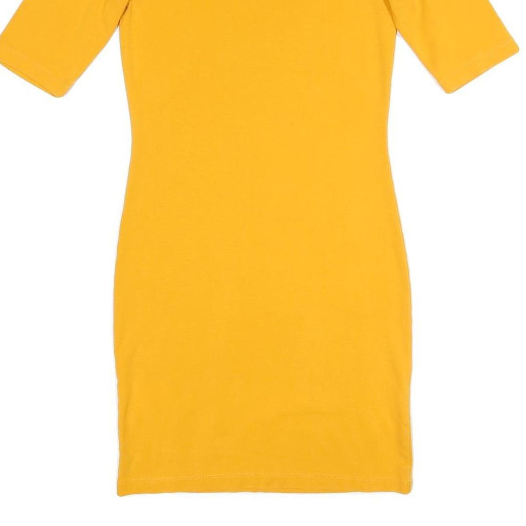 WHISTLES Womens Yellow Day Cotton Blend Bodycon Dress UK 10 Knee Length Crew