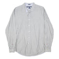TOMMY HILFIGER Mens Grey & White Striped Shirt L Classic Fit Button Down Collar