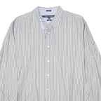 TOMMY HILFIGER Mens Grey & White Striped Shirt L Classic Fit Button Down Collar