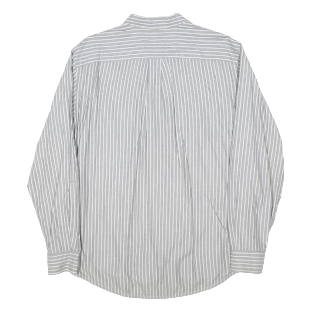 TOMMY HILFIGER Mens Grey & White Striped Shirt L Classic Fit Button Down Collar