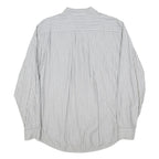 TOMMY HILFIGER Mens Grey & White Striped Shirt L Classic Fit Button Down Collar