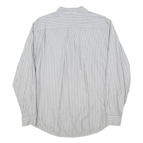 TOMMY HILFIGER Mens Grey & White Striped Shirt L Classic Fit Button Down Collar