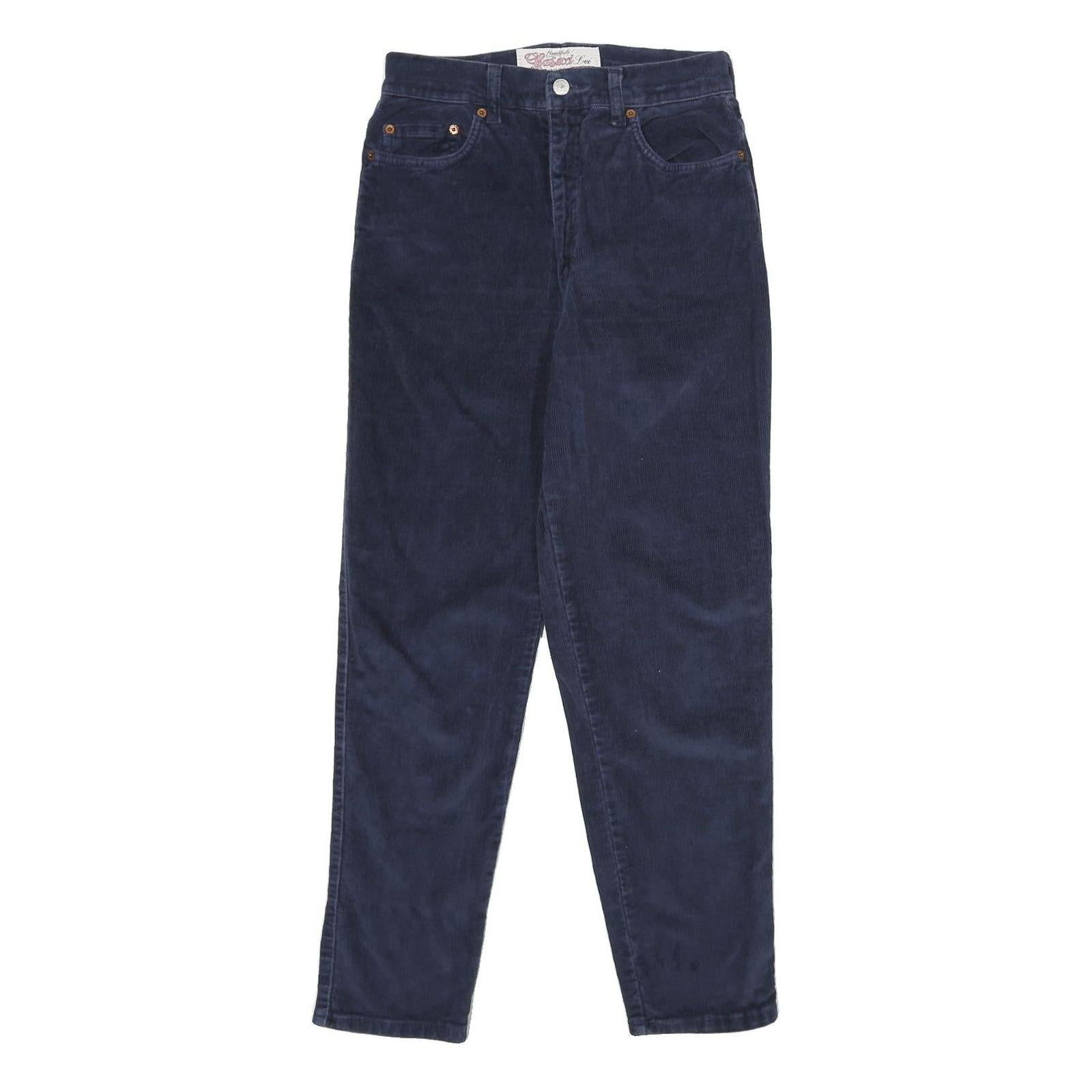 CASUCCI Womens Cotton Navy Regular Fit Straight Leg Trousers W26 L30 Classic