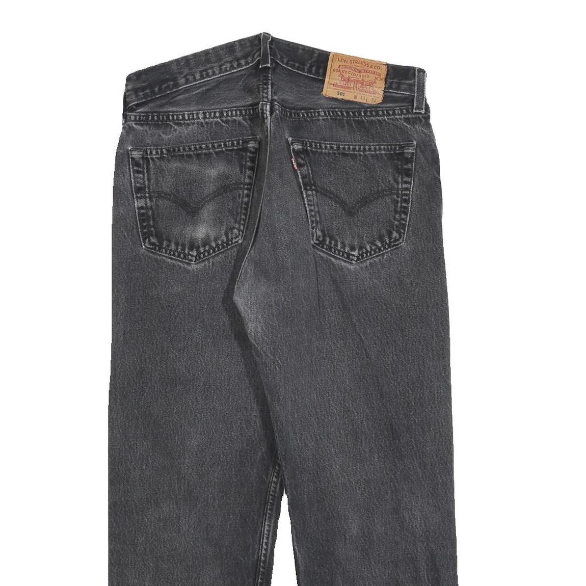 LEVI'S 501 Mens Jeans Black Regular Straight Denim Raw W33 L24 Button Closure