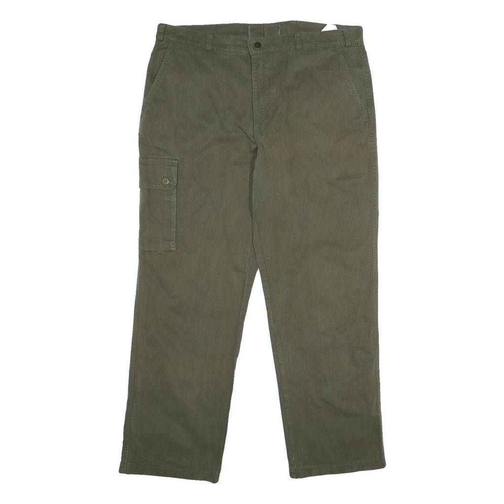 Mens Cotton Regular Fit Green Cargo Zip Trousers W38 L31 Utility Pocket Casual