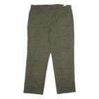 Mens Cotton Regular Fit Green Cargo Zip Trousers W38 L31 Utility Pocket Casual