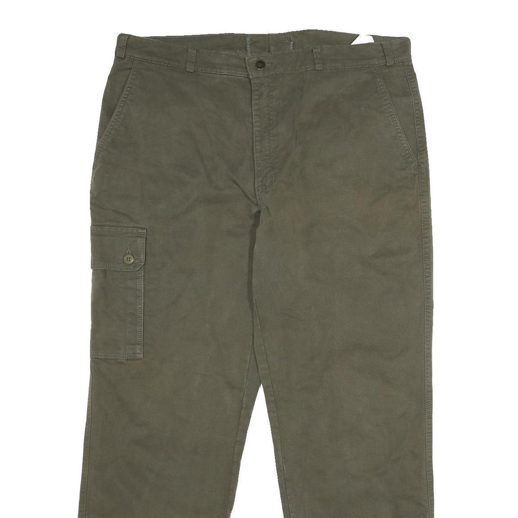 Mens Cotton Regular Fit Green Cargo Zip Trousers W38 L31 Utility Pocket Casual