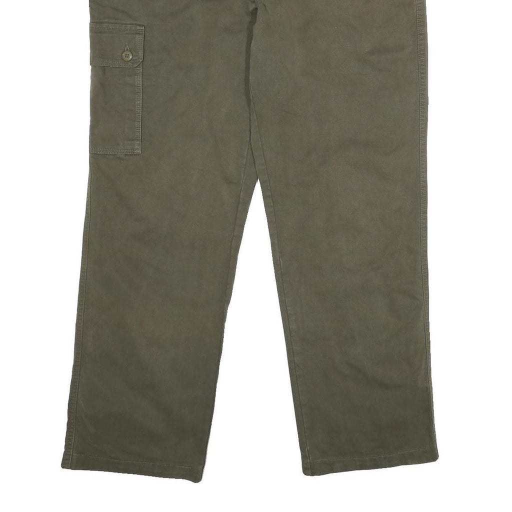 Mens Cotton Regular Fit Green Cargo Zip Trousers W38 L31 Utility Pocket Casual