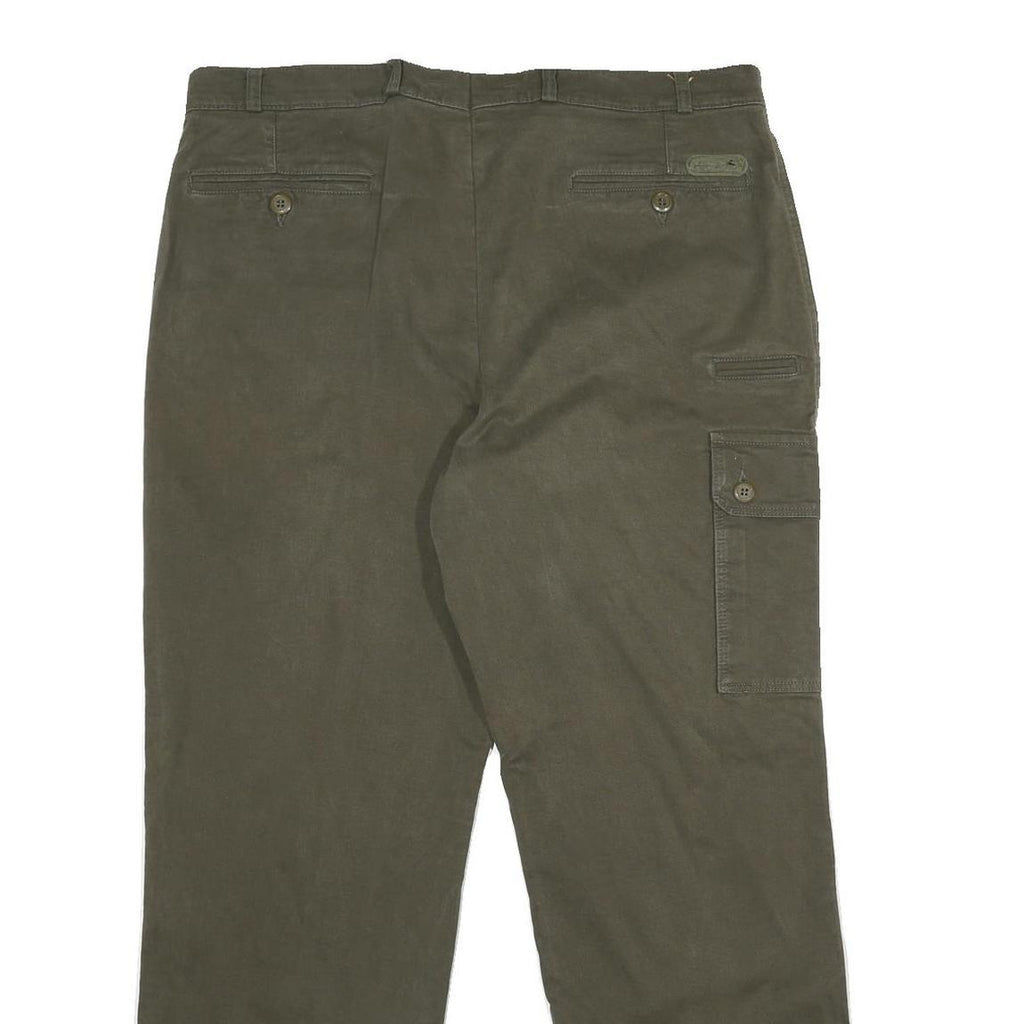 Mens Cotton Regular Fit Green Cargo Zip Trousers W38 L31 Utility Pocket Casual