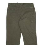 Mens Cotton Regular Fit Green Cargo Zip Trousers W38 L31 Utility Pocket Casual