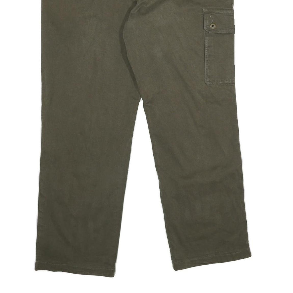 Mens Cotton Regular Fit Green Cargo Zip Trousers W38 L31 Utility Pocket Casual