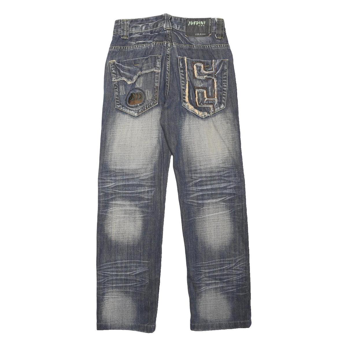 JUEDINI Womens Classic Blue Denim Jeans W28 L30 Embellished Pocket Detail