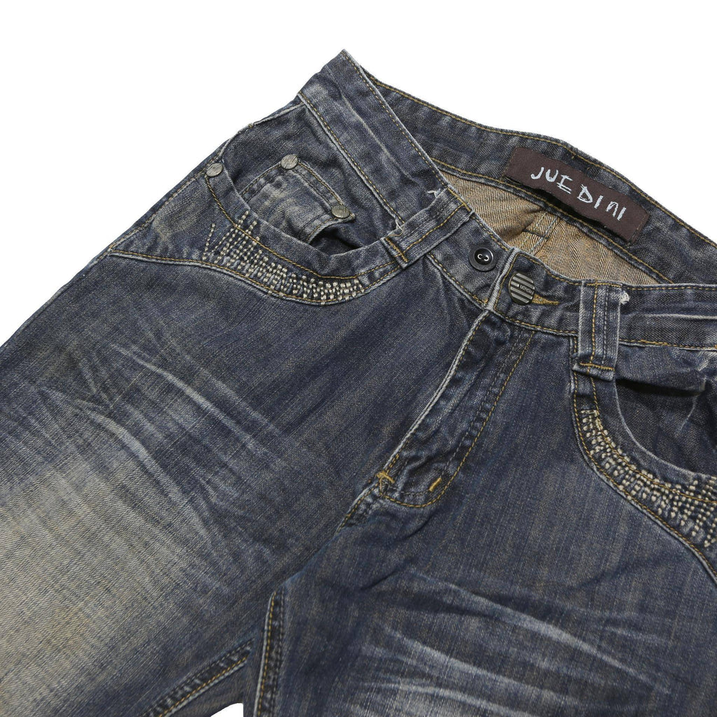 JUEDINI Womens Classic Blue Denim Jeans W28 L30 Embellished Pocket Detail