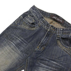 JUEDINI Womens Classic Blue Denim Jeans W28 L30 Embellished Pocket Detail