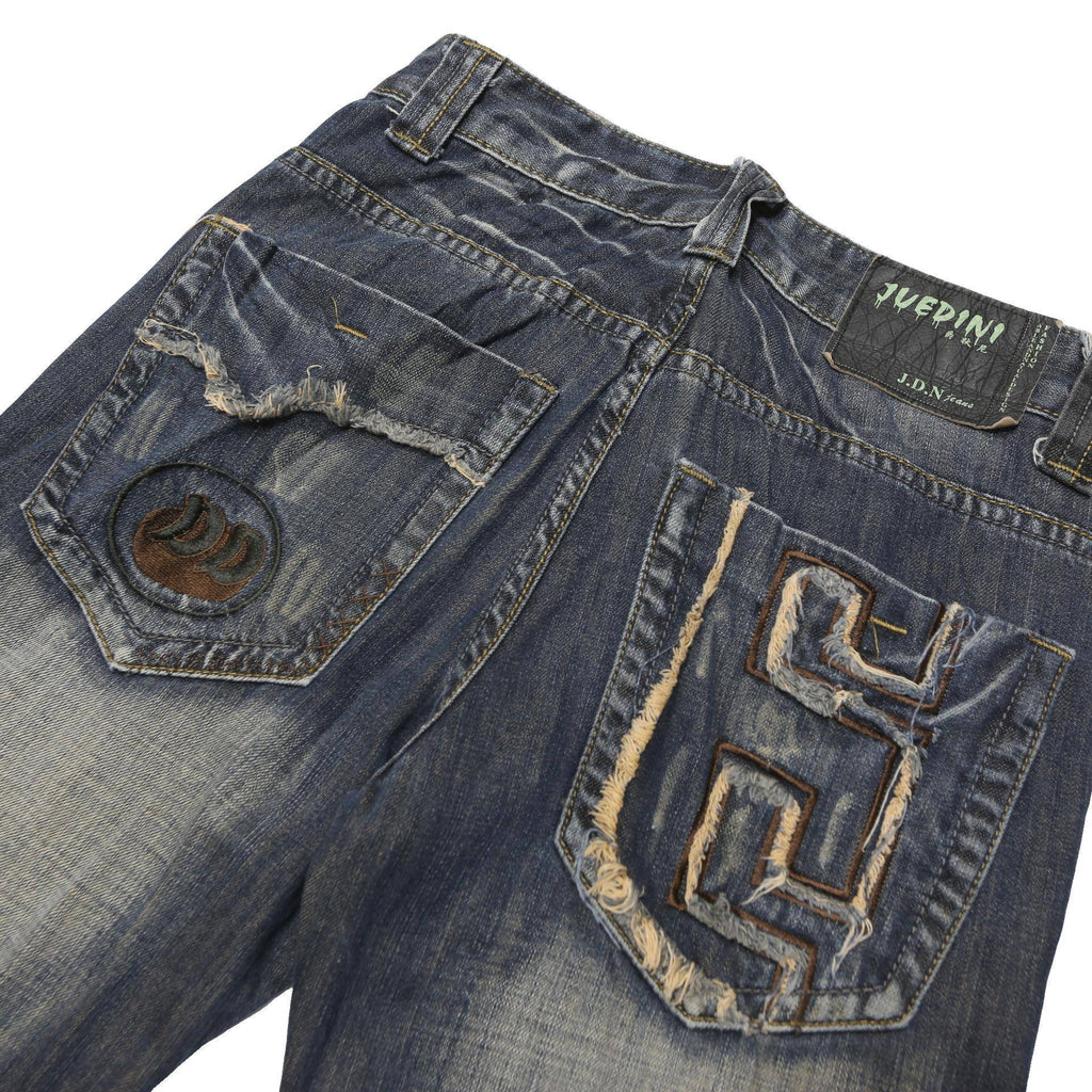JUEDINI Womens Classic Blue Denim Jeans W28 L30 Embellished Pocket Detail