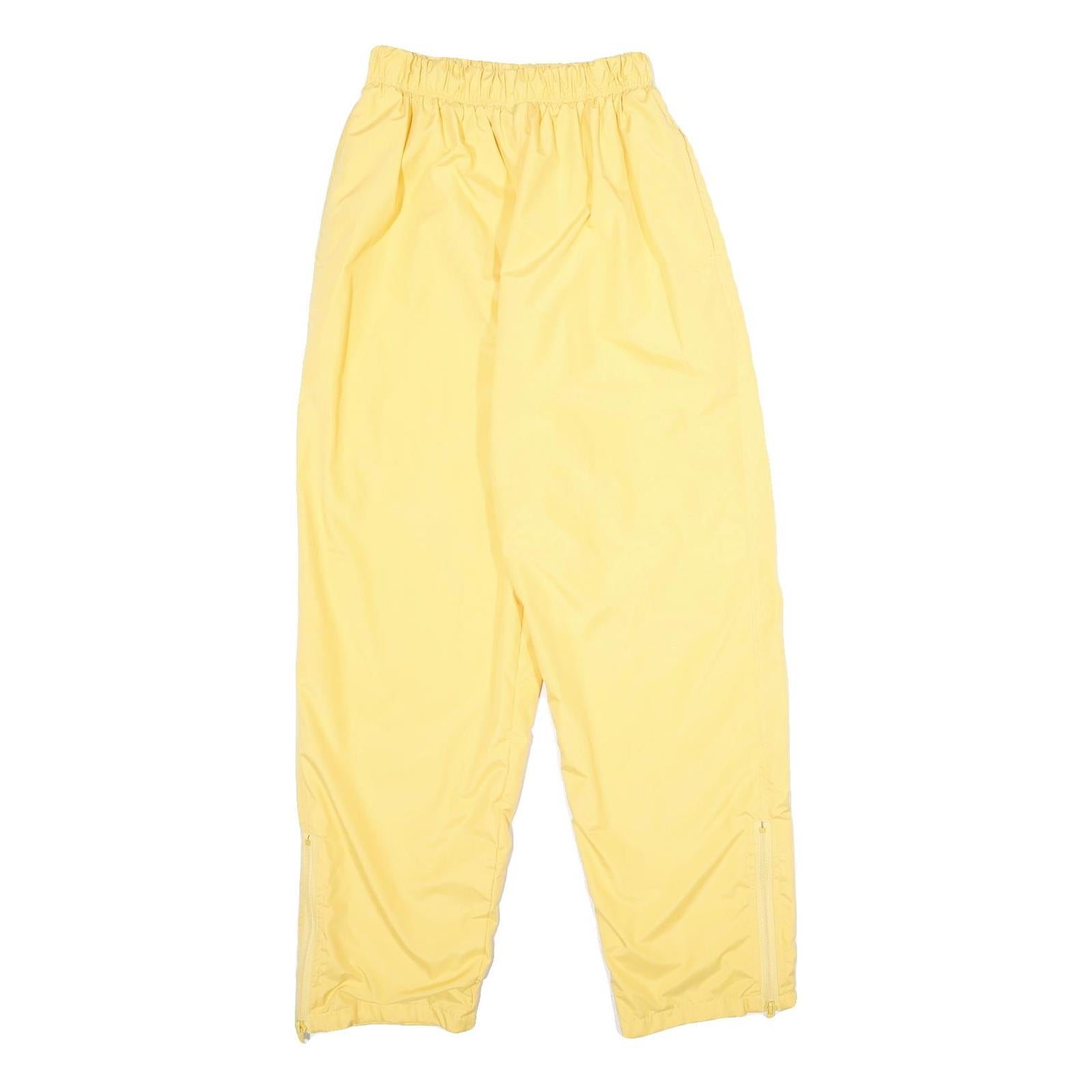 Womens Yellow Joggers UK 10 W22 L30 Relaxed Tapered Fit Drawstring Closure