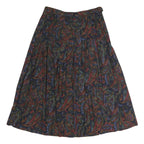 Womens Navy Floral Pleated Midi Nylon Skirt Size M Flowing Comfortable