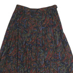Womens Navy Floral Pleated Midi Nylon Skirt Size M Flowing Comfortable