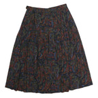 Womens Navy Floral Pleated Midi Nylon Skirt Size M Flowing Comfortable