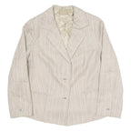 Womens Blazer Jacket Grey 90s Striped L