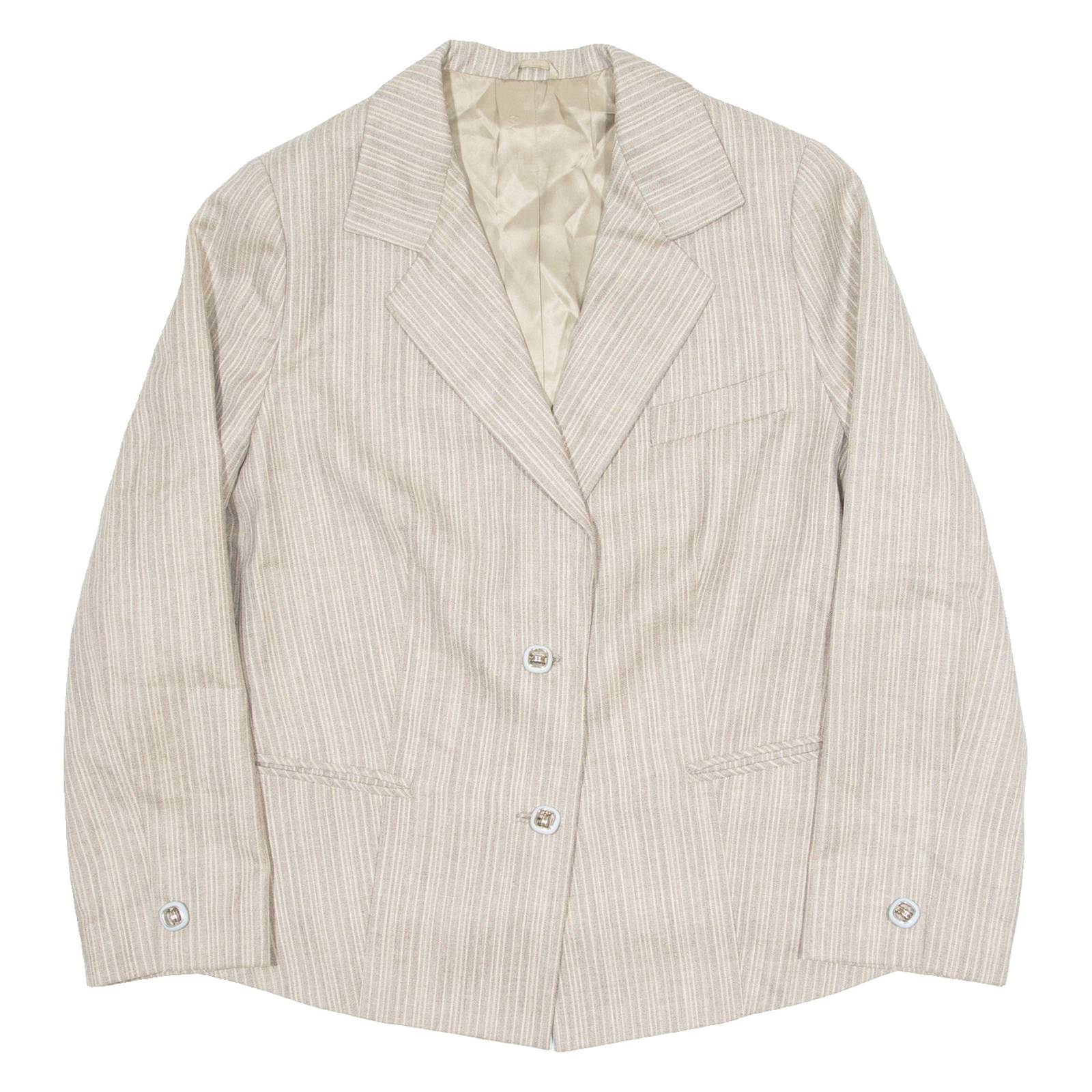 Womens Blazer Jacket Grey 90s Striped L