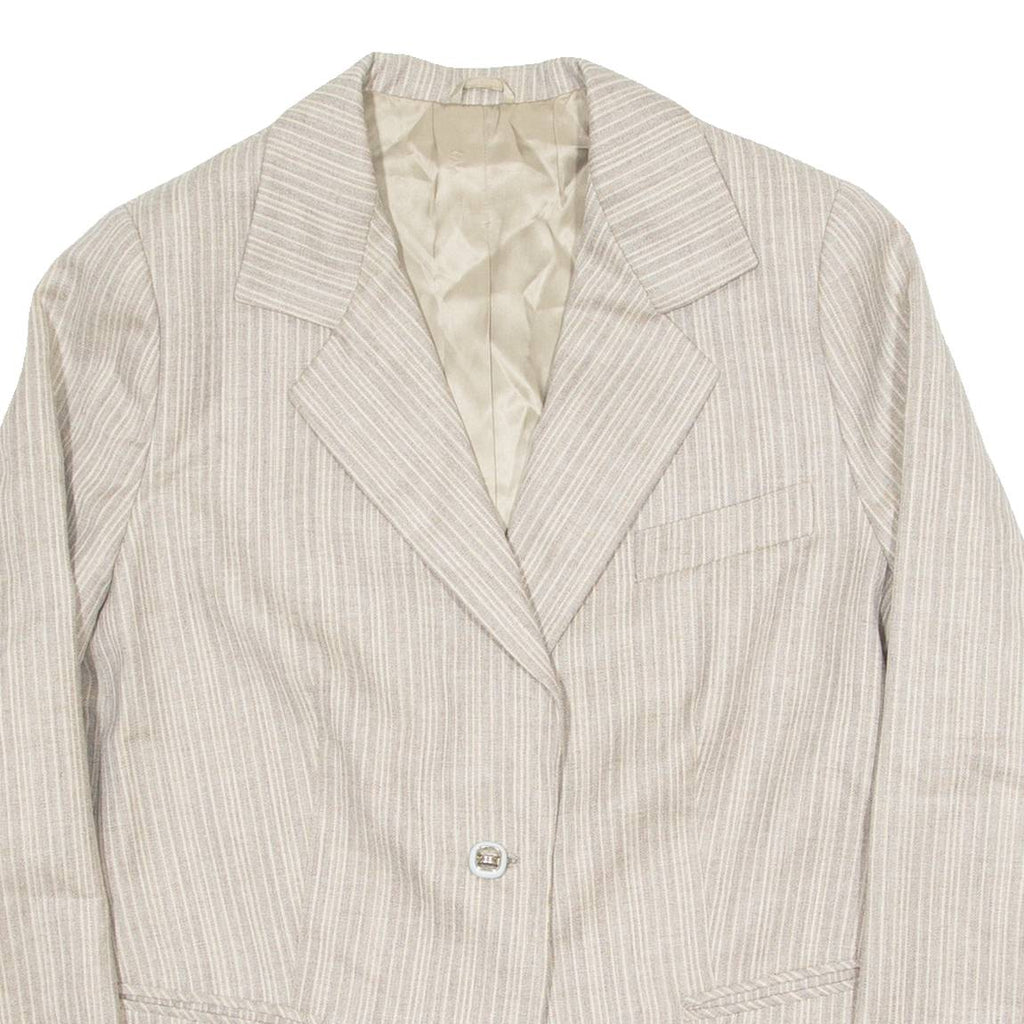 Womens Blazer Jacket Grey 90s Striped L