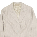 Womens Blazer Jacket Grey 90s Striped L