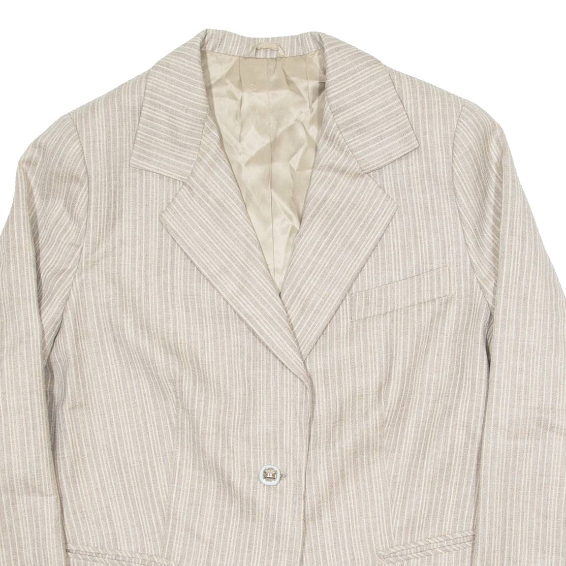 Womens Blazer Jacket Grey 90s Striped L