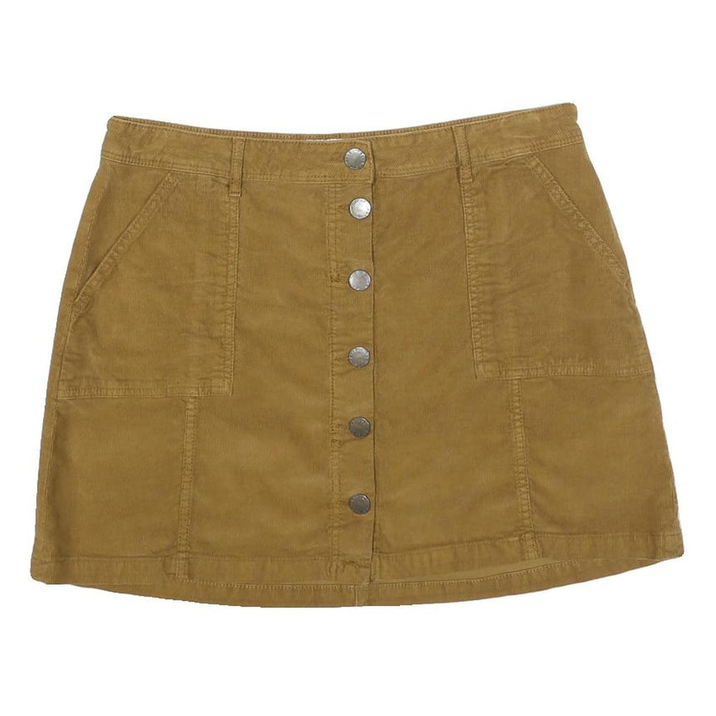 FAT FACE Womens Beige Cotton Blend Button Front Mini Skirt UK 12 Casual Pockets