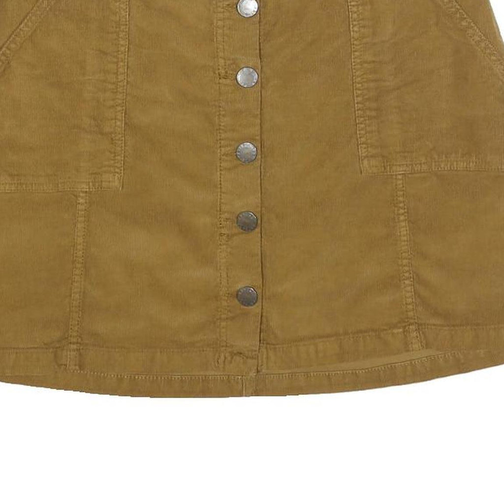 FAT FACE Womens Beige Cotton Blend Button Front Mini Skirt UK 12 Casual Pockets