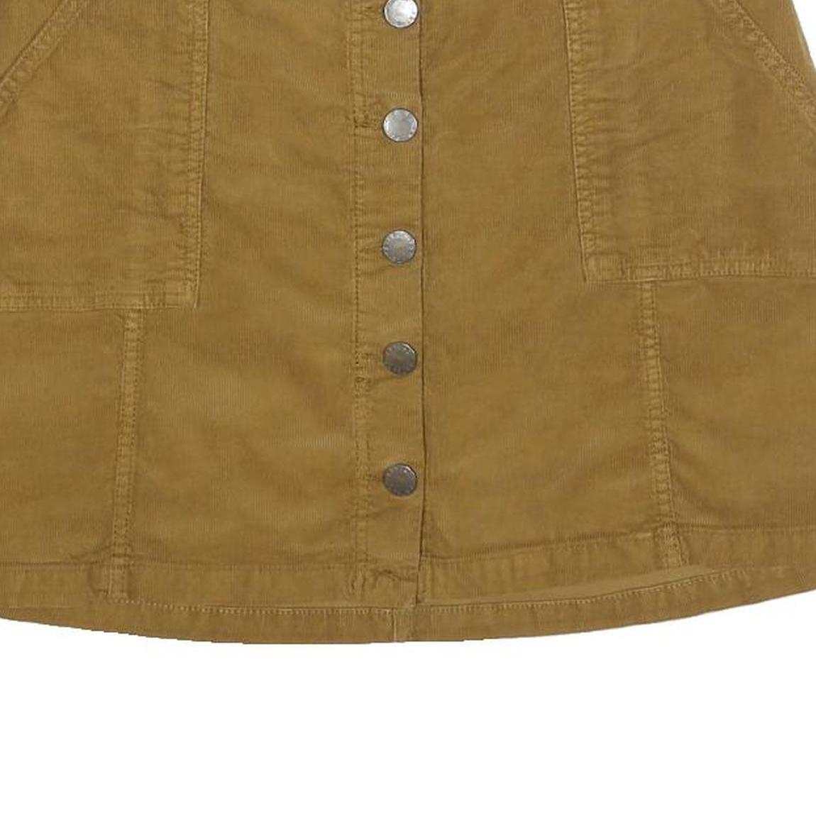 FAT FACE Womens Beige Cotton Blend Button Front Mini Skirt UK 12 Casual Pockets