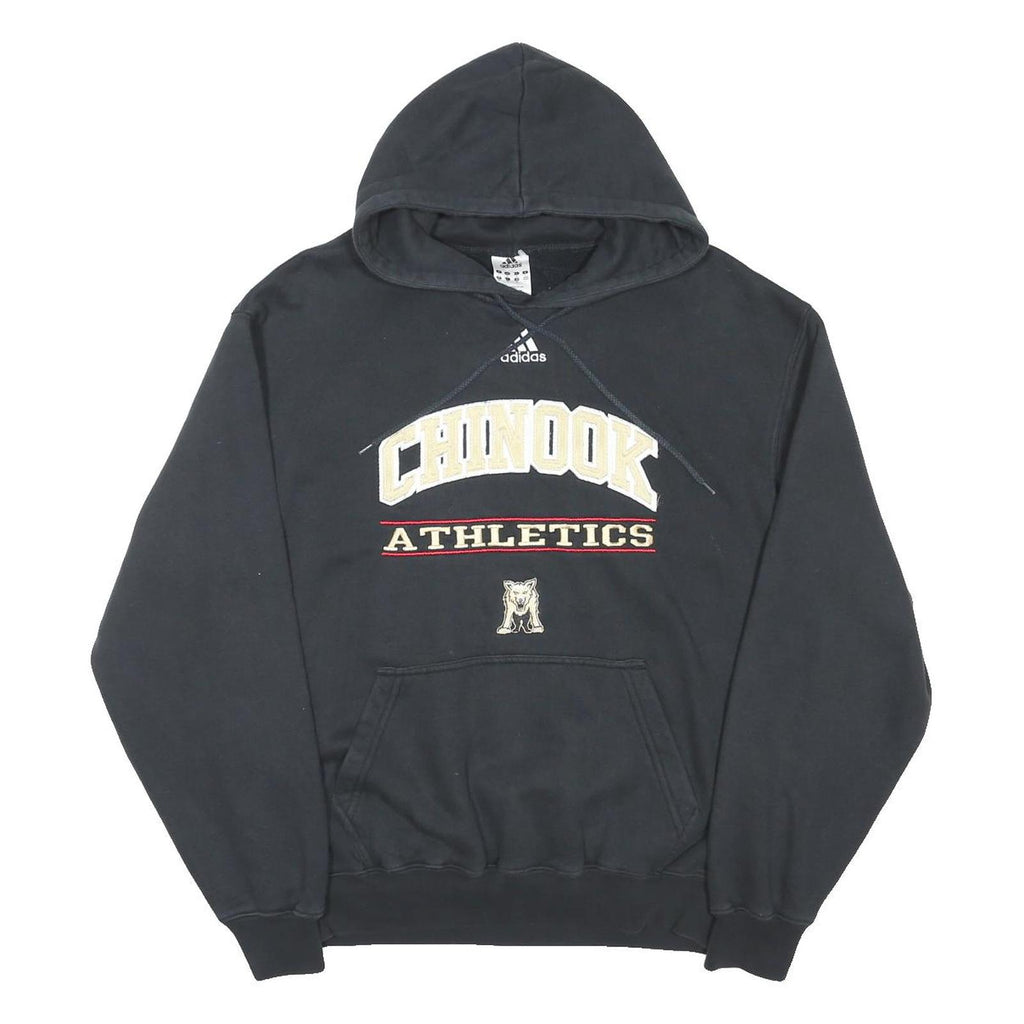 ADIDAS Mens Black Chinook Athletics Pullover Hoodie S Cotton Blend Drawstring