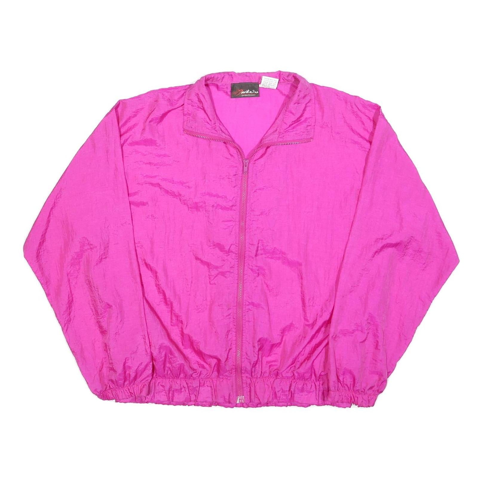 MARIKA Womens Pink Nylon Zip Jacket L Windbreaker Plain Lightweight Outdoor