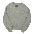 AMERICAN EAGLE Womens Grey Pullover Plain V-Neck Chunky Knit Jumper M Casual