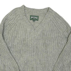 AMERICAN EAGLE Womens Grey Pullover Plain V-Neck Chunky Knit Jumper M Casual